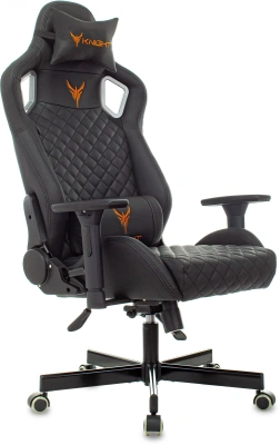Кресло игровое Knight Outrider черный ромбик экокожа с подголов. крестов. металл