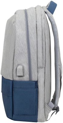 Рюкзак для ноутбука 17.3" Riva 7567 серый/темно-синий полиэстер (7567 GREY/DARK BLUE)