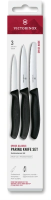 Набор ножей кухон. Victorinox Swiss Classic 6.7113.34 для овощей компл.:3предм. черный европодвес