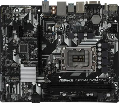 Материнская плата Asrock B760M-HDV/M.2 D4 Soc-1700 Intel B760 2xDDR4 mATX AC`97 8ch(7.1) GbLAN RAID+VGA+HDMI+DP