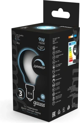 Лампа светодиодная Gauss Filament 105201209-D 9Вт цок.:E14 шар 220B св.свеч.бел.нейт. (упак.:1шт)