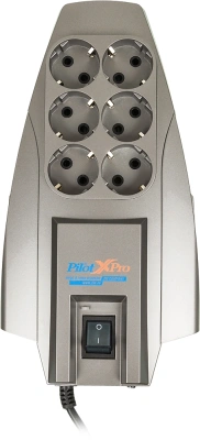 Сетевой фильтр Pilot X-Pro 5м (6 розеток) серый (коробка)