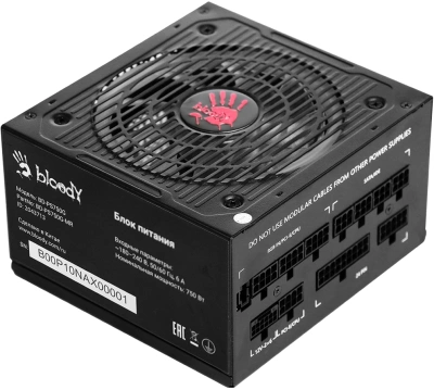 Блок питания Bloody ATX 750W BD-PS750G 80+ gold (20+4pin) APFC 120mm fan color LED 6xSATA Cab Manag RTL