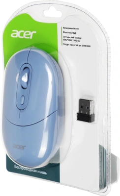 Мышь Acer OMR301 синий оптическая 1600dpi беспров. BT/Radio USB 4but (ZL.MCECC.01S)