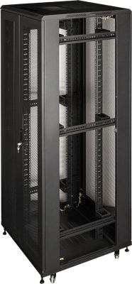 Шкаф серверный Lanmaster (TWT-CBB-42U-8X10-P1) напольный 42U 800x1000мм пер.дв.перфор. задн.дв.перфор.2-хст. 2 бок.пан. 800кг черный