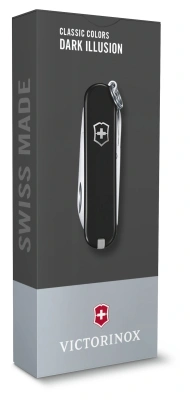 Нож перочинный Victorinox Classic SD Dark Illusion (0.6223.3G) 58мм 7функц. черный подар.коробка