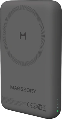 Мобильный аккумулятор Magssory PBN013m 10000mAh QC/PD 15W 3A USB-C беспров.зар. серый