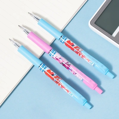 Ручка шариков. автоматическая Deli Super Wings (EQ61-BL) ассорти d=0.7мм син. черн. 1стерж. пулевидный пиш. наконечник кругл. резин. манжета чернила пониженной вязкости