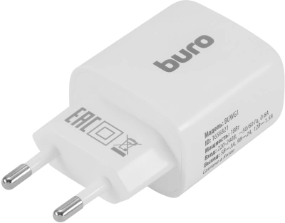 Сетевое зар./устр. Buro BUWG1 18W 3A (QC) USB-A универсальное белый (BUWG18P100WH)