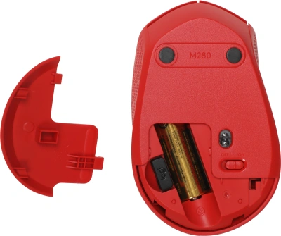 Мышь Logitech M280 красный оптическая 1000dpi беспров. USB 2but (910-004308)