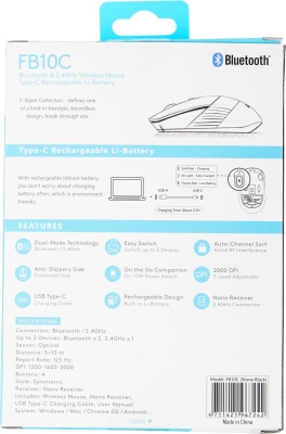 Мышь A4Tech Fstyler FB10C черный оптическая 2000dpi беспров. BT/Radio USB 4but (FB10C STONE BLACK)