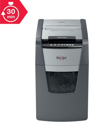 Шредер Rexel Optimum AutoFeed 150M черный с автоподачей (секр.P-5) фрагменты 150лист. 44лтр. скрепки скобы пл.карты