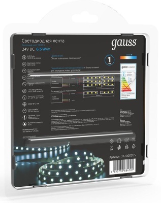 Лента светодиод. Gauss SMD 5м (312000265)
