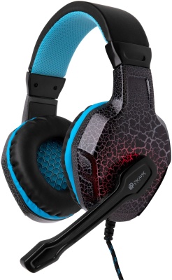 Наушники с микрофоном Оклик HS-L400G ZEUS черный/синий 2.2м мониторные оголовье (359480)