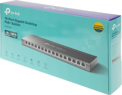 Коммутатор TP-Link TL-SG116P (L2) 16x1Гбит/с 16PoE+ 120W неуправляемый