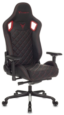 Кресло игровое Knight Titan черный/красный ромбик экокожа с подголов. крестов. металл
