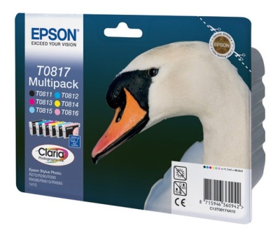 Картридж струйный Epson T0817 C13T11174A10 6цв. набор (300стр.) для Epson R270/290/RX590