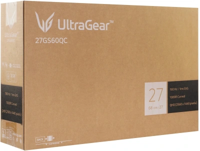 Монитор LG 27" UltraGear 27GS60QC-B фиолетовый VA LED 16:9 HDMI матовая 300cd 178гр/178гр 2560x1440 180Hz FreeSync DP 2K 4.8кг