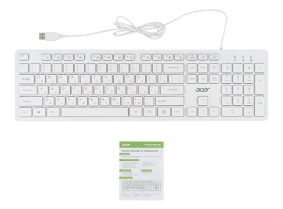 Клавиатура Acer OKW123 белый USB Multimedia (ZL.KBDEE.00D) кабель 1.5м