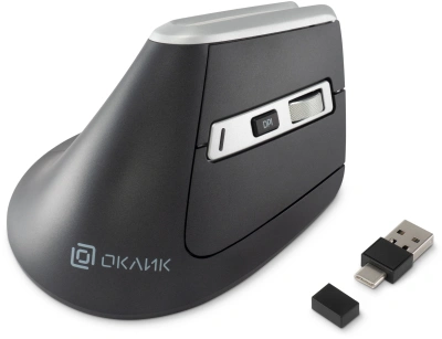 Мышь Оклик 991MW серый оптическая 2400dpi silent беспров. BT/Radio USB для ноутбука 7but (1885263)
