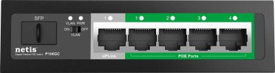 Коммутатор Netis P106GC (L2) 5x1Гбит/с 1SFP 4PoE 55W неуправляемый