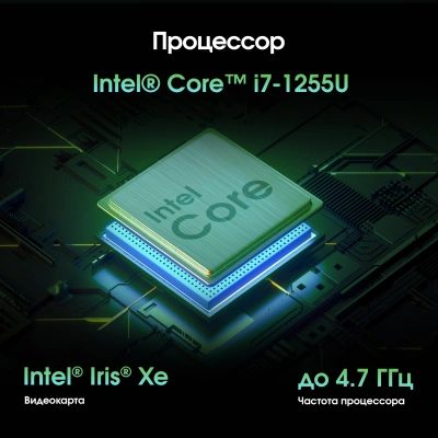 Моноблок Digma Pro Vision 23.8" Full HD i7 1255U (1.7) 16Gb SSD512Gb Iris Xe CR Windows 11 Pro Eth WiFi BT 90W клавиатура мышь Cam черный 1920x1080