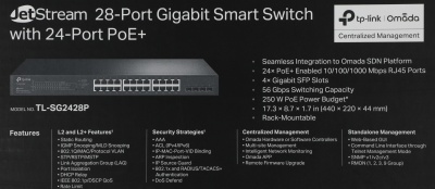 Коммутатор TP-Link SG2428P (L2+) 24x1Гбит/с 4SFP 24PoE+ 250W управляемый