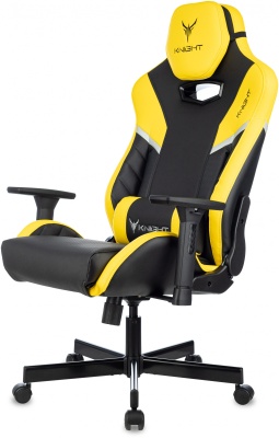 Кресло игровое Knight Thunder 5X черный/желтый экокожа крестов. металл