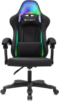 Кресло игровое Knight Wolf RGB черный с подголов. крестов. пластик пластик черный