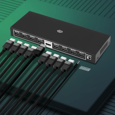 Сплиттер аудио-видео Digma DHSP-v2x8 HDMI (f)/8xHDMI (f) черный