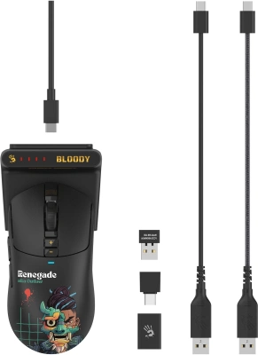 Мышь A4Tech Bloody R72 Ultra Duo Renegade черный оптическая 20000dpi беспров. USB/USB-C 7but