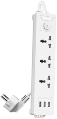 Сетевой фильтр Deli ET408 2м (3 розетки) белый (пакет ПЭ)