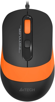 Мышь A4Tech Fstyler FM10S черный/оранжевый оптическая 1600dpi silent USB 3but (FM10S USB ORANGE)