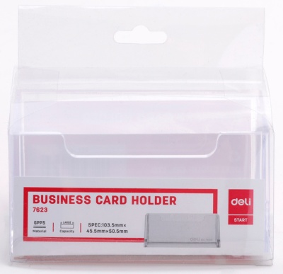 Подставка Deli E7623 для визиток 100х38х82мм прозрачный
