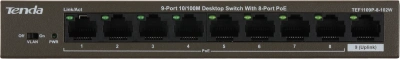 Коммутатор Tenda TEF1109P-8-102W (L2) 9x100Мбит/с 8PoE 92W неуправляемый