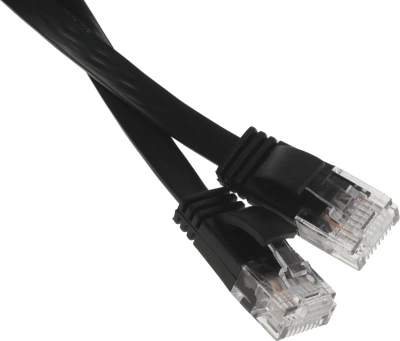 Патч-корд Buro Flat 10Гбит/с UTP 4 пары cat.6 Cu molded 3м черный RJ-45 (m)-RJ-45 (m) (BU-C6-FLAT-3M-B)