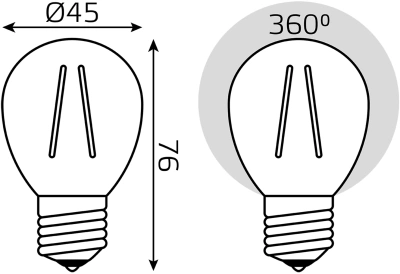 Лампа филам. Gauss Filament 12Вт цок.:E27 шар 220B св.свеч.бел.теп. (упак.:10шт) (52212)