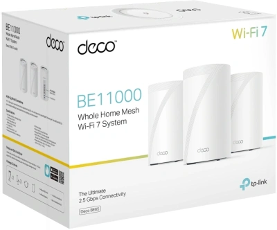 Бесшовный Mesh роутер TP-Link Deco BE65 BE9300 100/1000/2500BASE-T белый (упак.:3шт)