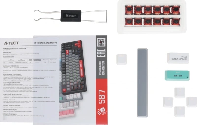 Клавиатура A4Tech S87 Energy механическая серый USB for gamer LED (S87 USB ENERGY ASH) кабель 1.8м