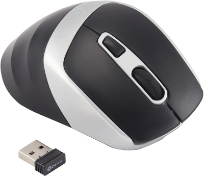 Мышь Оклик 516MW черный/серебристый оптическая 1600dpi silent беспров. BT/Radio USB для ноутбука 6but (1978689)