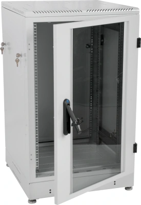 Шкаф коммутационный ЦМО ШТК-М-24.6.8-1ААА напольный 24U 600x800мм пер.дв.стекл задн.дв.стал.лист 2 бок.пан. направл.под закл.гайки 600кг серый