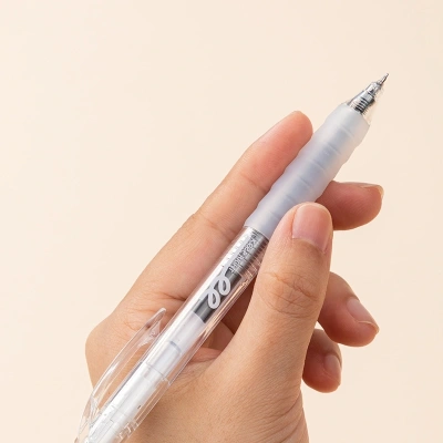 Ручка гелев. автоматическая Deli SA68 прозрачный/белый d=0.5мм черн. черн. карт.уп. резин. манжета