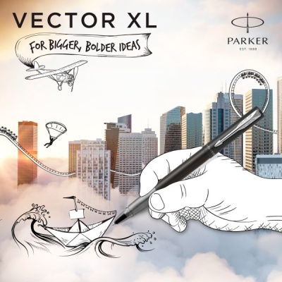Ручка роллер Parker Vector XL (2159774) Black CT F черн. черн. подар.кор.