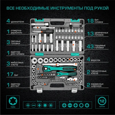Набор инструментов Stels 14122 109 предметов (жесткий кейс)