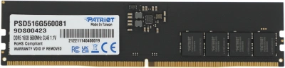 Память DDR5 16GB 5600MHz Patriot PSD516G560081 Signature RTL PC5-44800 CL46 DIMM UDIMM 288-pin 1.1В single rank Ret