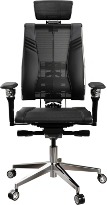 Кресло руководителя эргономичное Метта Yoga Spine Triumph B2 (Черный CC.50.15.13A) черный сиденье черный сет./экокожа с подголов. крестов.5-луч. металл хром