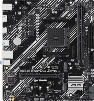 Материнская плата Asus PRIME B550M-K ARGB Soc-AM4 AMD B550 2xDDR4 mATX AC`97 8ch(7.1) GbLAN RAID+HDMI+DP