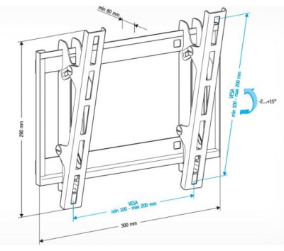 Кронштейн для телевизора Holder LCD-T2609 черный 19"-50" макс.40кг настенный наклон