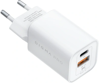 Сетевое зар./устр. Digma Pro DPW6C 65W 3.25A (PD+QC) USB-C/USB-A универсальное белый (DPW6С6GX11WH)