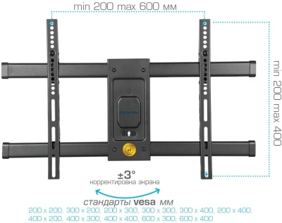 Кронштейн для телевизора Kromax DIX-30 черный 32"-65" макс.60кг настенный поворот и наклон